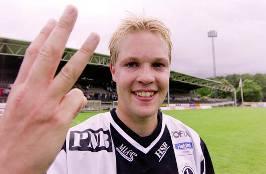 Landskronas målskytt Matthias Eklund jublar