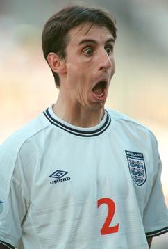 Fotboll, EM. England - Rumänien. Gary Neville, England