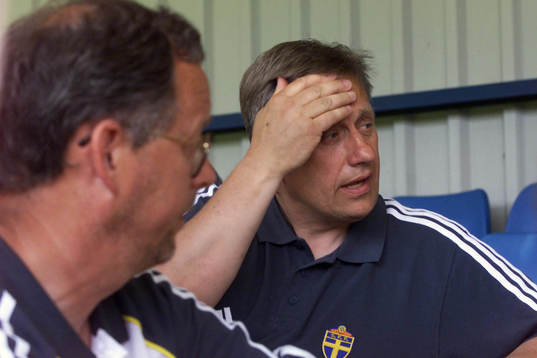 Lars Lagerbäck och Tommy Söderberg, förbundskapten