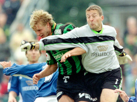 Trelleborgs målvakt Daniel Andersson mot GAIS Simon