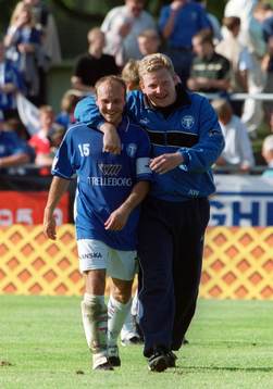 Tommi Grönlund och Alf Westerberg, tränare Trelleborg
