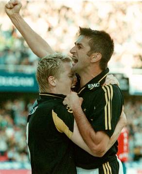 Karl Corneliusson och Nebojsa Novakovic, AIK (jubel)