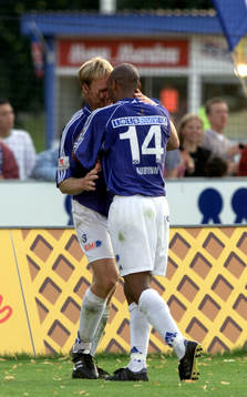 Jeffrey Aubynn och Torbjörn Arvidsson, Halmstad (Jubel)