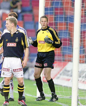 AIK:s målvakt Daniel Andersson och Karl Corneliusson