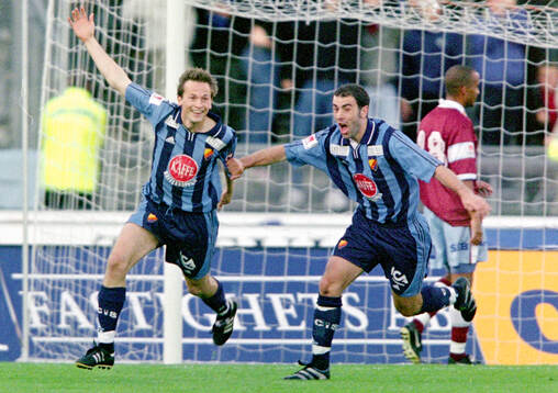 Djurgårdens målskytt Stefan Bärlin (t v) och Pierre