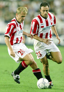 Par Zetterberg (L) and Christos Kontis of Olympiacos