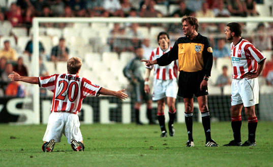 Pär Zetterberg, Olympiakos och Anders Frisk, domare