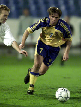 Fotboll, VM-kval, Slovakien - Sverige. Anders Svensson,