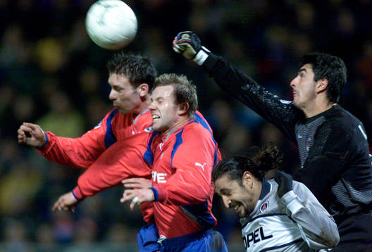 Lionel Letizi, målvakt Paris, Rade Prica och Hans Eklund,