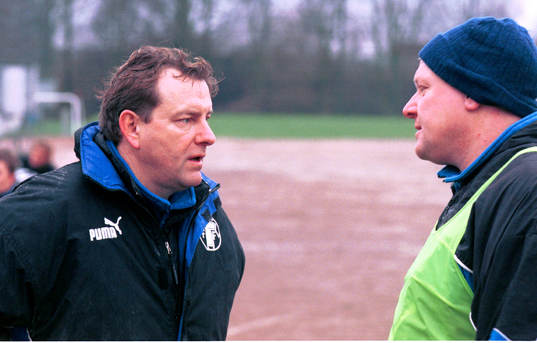 Ole Mörk, tränare Trelleborg och Alf Westerberg,