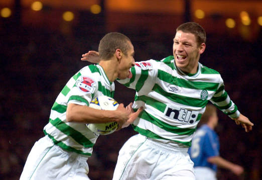 Henrik Larsson och Alan Thompson, Celtic (Jubel)