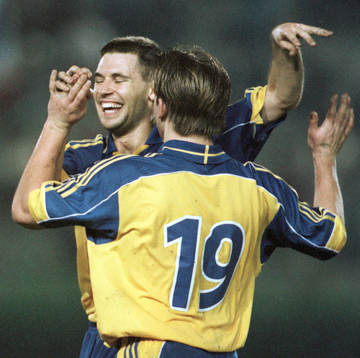 Stefan Selakovic och Anders Svensson, Sverige jublar.