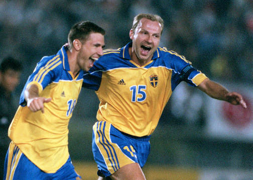 Stefan Selakovic och Håkan Mild, Sverige, jublar