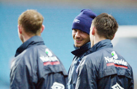 Nicky Butt, David Beckham och Gary Nevile, England