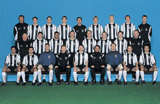 Fotboll, superettan, lagbild, Landskrona BoIS. Bakre raden