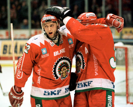 Kristian Huselius och Jonas Johnsson, Frölunda jublar.
