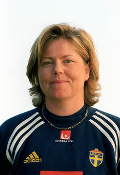 Fotboll, dam,  Marika Domanski Lyfors, förbundskapten,