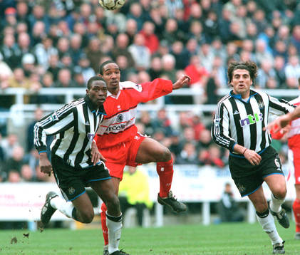Shola Ameobi och Clarence Acuna, Newcastle