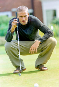 Olof Mellberg of Aston Villa playing golf