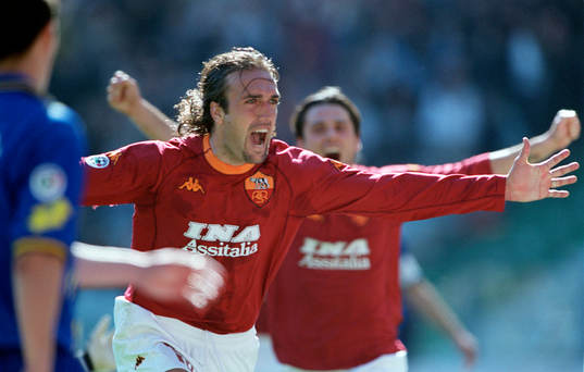 Fotboll, Italienska Serie A, Gabriel Batistuta, Roma (jubel)
