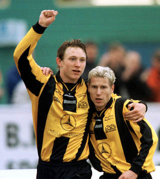 Kim Källström och Jonas Henriksson, Häcken (jubel)