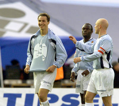 Fotboll,  Zlatan Ibrahimovic, Malmö FF (jubel)