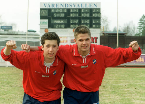 Fotboll, Superettan, Denis Velic och Mattias Johansson,