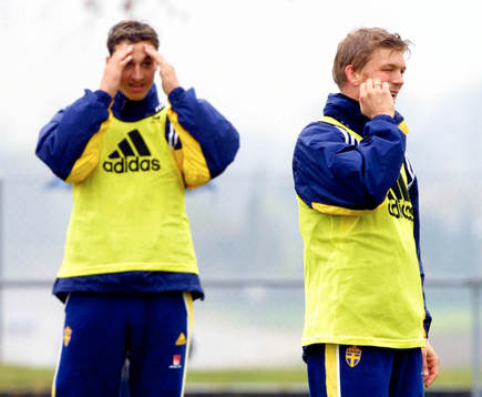 Fotboll, Sverige träning,  Zlatan Ibrahimovic och Marcus
