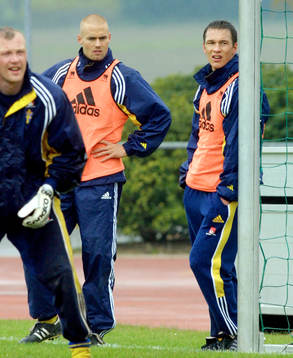 Olof Mellberg, Patrik Andersson och Magnus Hedman