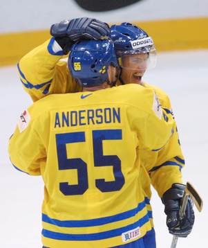 Ishockey, VM, Sverige - Ryssland, (jubel)