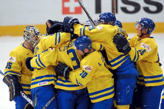 Ishockey, VM, Sverige - Ryssland, (jubel)