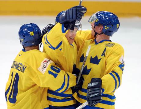 Ishockey, VM, Sverige - Ryssland, (jubel)