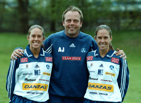 fotboll, dam, Systrarna Helen och Linda Fagerström,