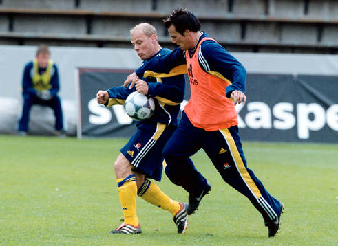 fotboll, Sverige, Magnus Svensson och Fredrik Ljungberg
