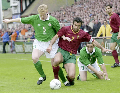 Fotboll, VM-kval, Irland – Portugal. Steve Staunton och