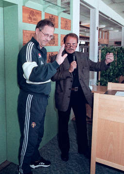 Lars Lagerbäck, förbundskapten och TV4-Sportens reporter