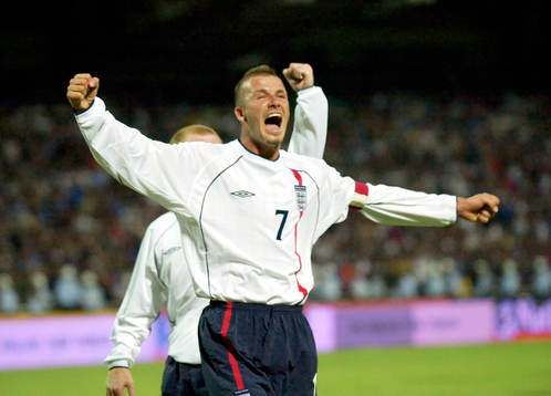 David Beckham och Paul Scoles, England jubel