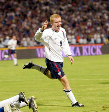 David Beckham och Paul Scholes, England jubel