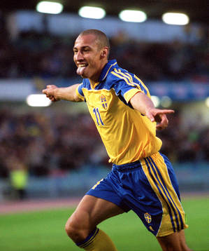 Henrik Larsson (Henke Larsson), Sverige, jubel, tunga
