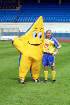 Fotboll, dam, Sverige, maskot, Bollis