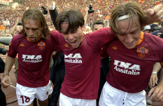 Batistuta, Fransesco Totti och Montella, Roma