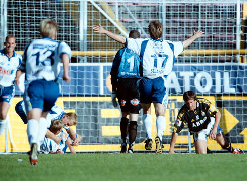 fotboll allsvenskan AIK - Halmstad. Halmstad glädje