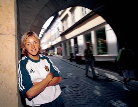 Fotboll, EM, dam, Sverige, Tina Nordlund, i gamla