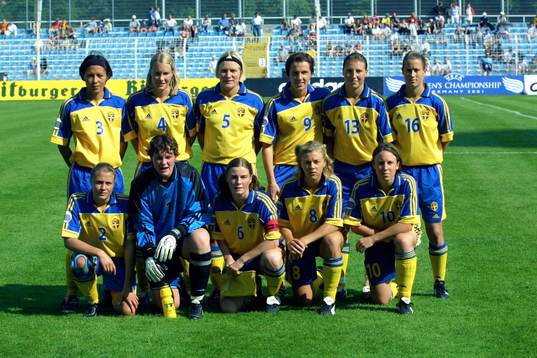 Fotboll, EM, dam, Sverige, lagbild