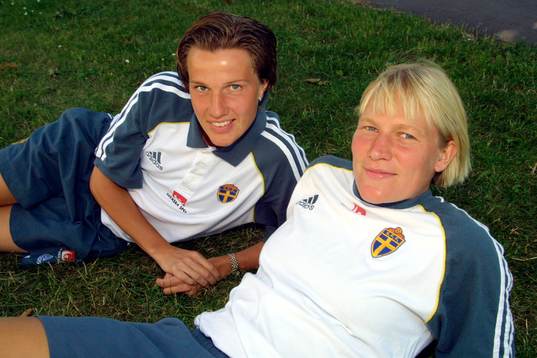 Fotboll, EM, dam, Malin Andersson och Kristin Bengtsson,
