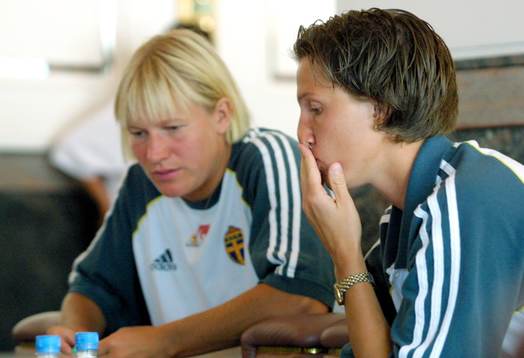 Fotboll, EM, dam, Malin Andersson och Kristin Bengtsson,