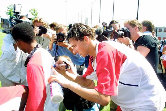 Ajax första träning för säsongen 2001/2002. Zlatan
