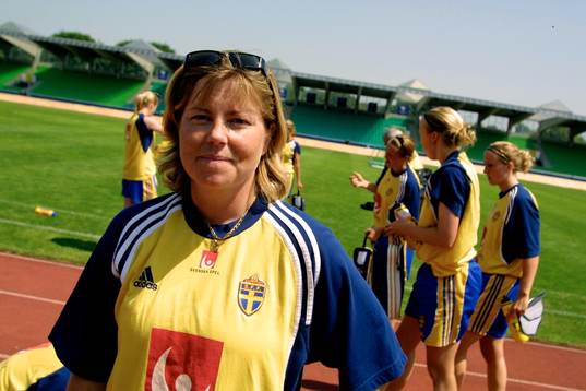 Fotboll, EM, dam,  Marika Domanski Lyfors, förbundskapten,