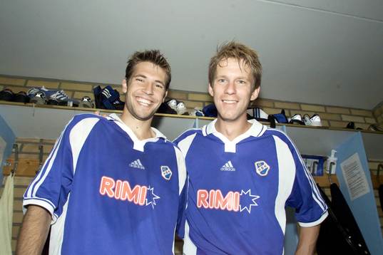 Målskyttarna Stefan Selakovic och Tommy Jönsson, Halmstad