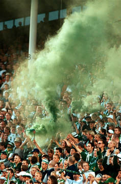 Fotboll, allsvenskan, Hammarby, supporter, eld